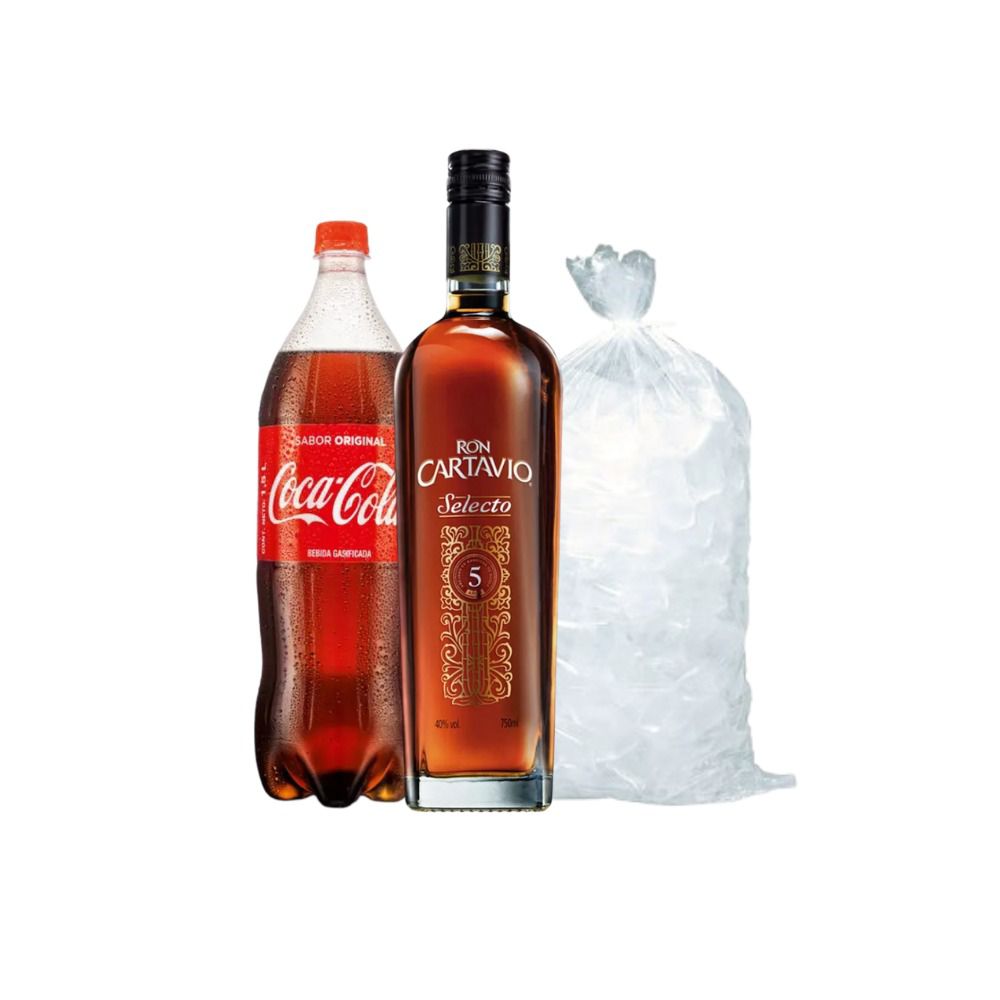 Ron Cartavio Selecto 5 años Botella 750ml + Coca Cola 1.5 Lt + Hielo 1.5 Kg de Ron Cartavio - Oferta especial