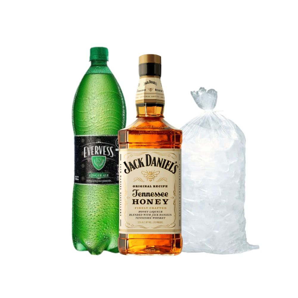 Jack Daniel's Honey Botella 700ml Evervess Ginger 1.5 Lt + Hielo 1.5 Kg de Jack Daniel's - Oferta especial