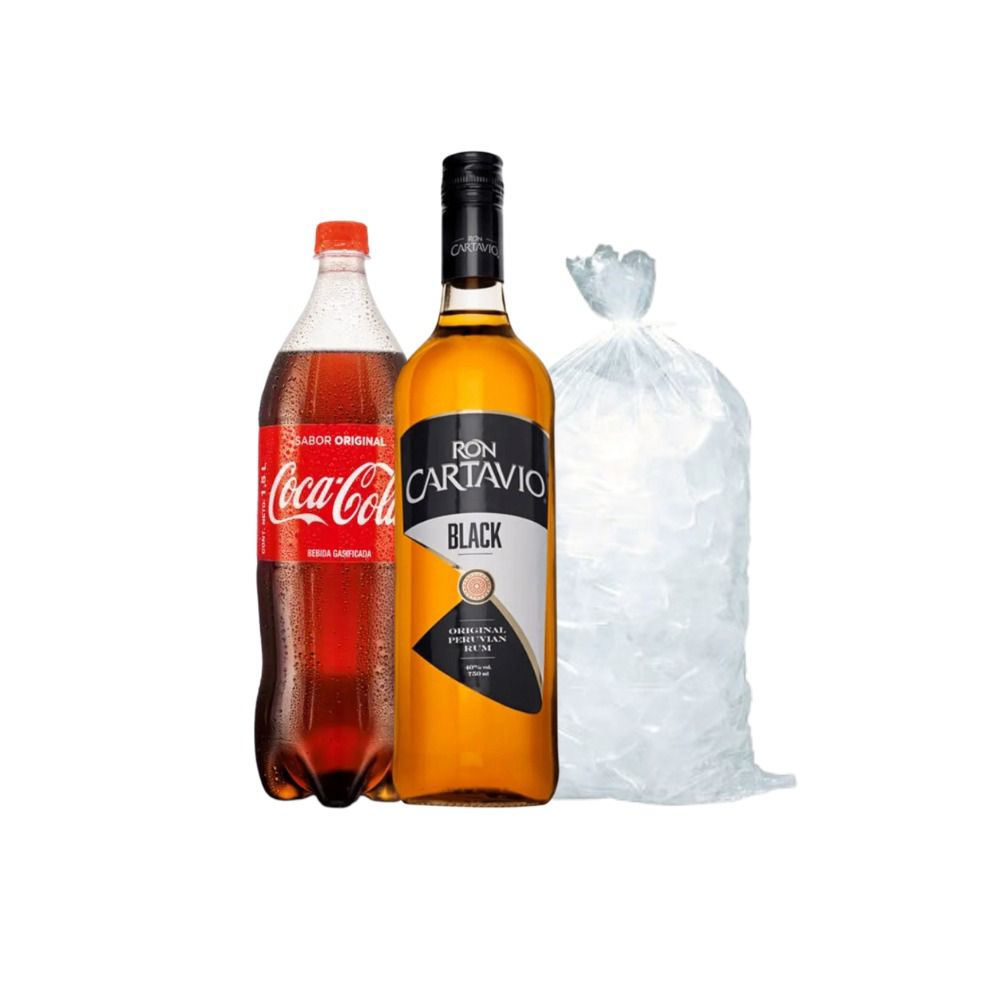 Ron Cartavio Black Botella 750ml + Coca Cola 1.5 Lt + Hielo 1.5 Kg de Ron Cartavio - Oferta especial