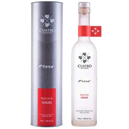 Pisco Cuatro Gallos Mosto Verde Acholado Botella 700ml de Cuatro Gallos - Oferta especial