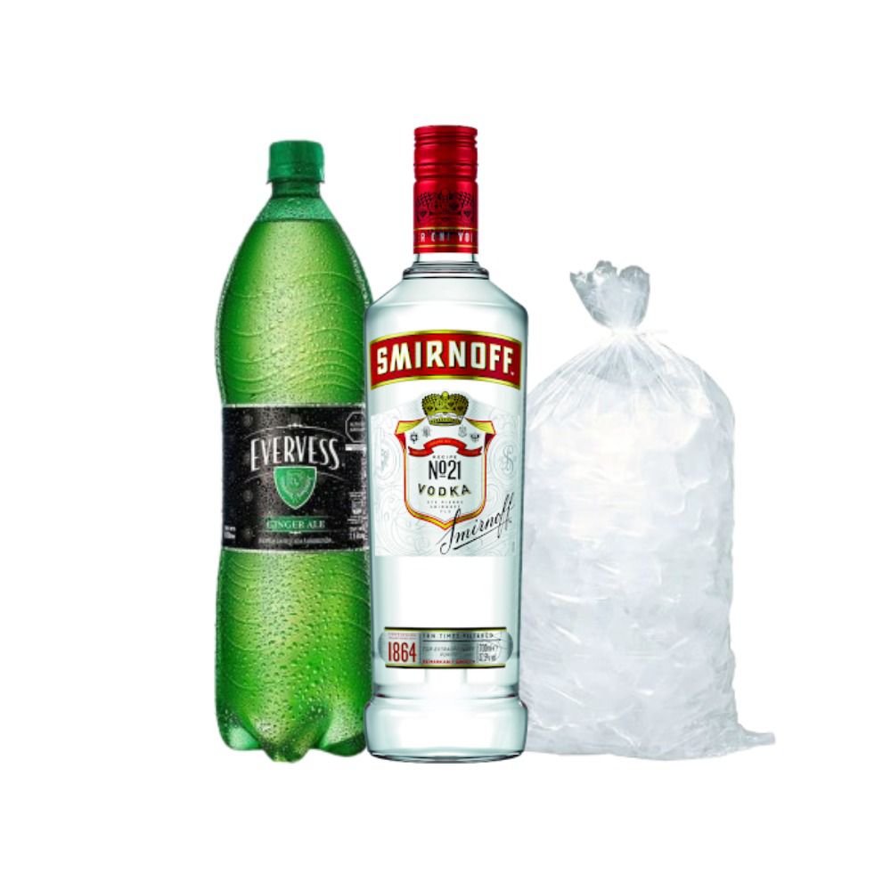 Smirnoff Clásico Botella 700ml + Evervess Ginger 1.5 Lt + Hielo 1.5 Kg de Smirnoff - Oferta especial