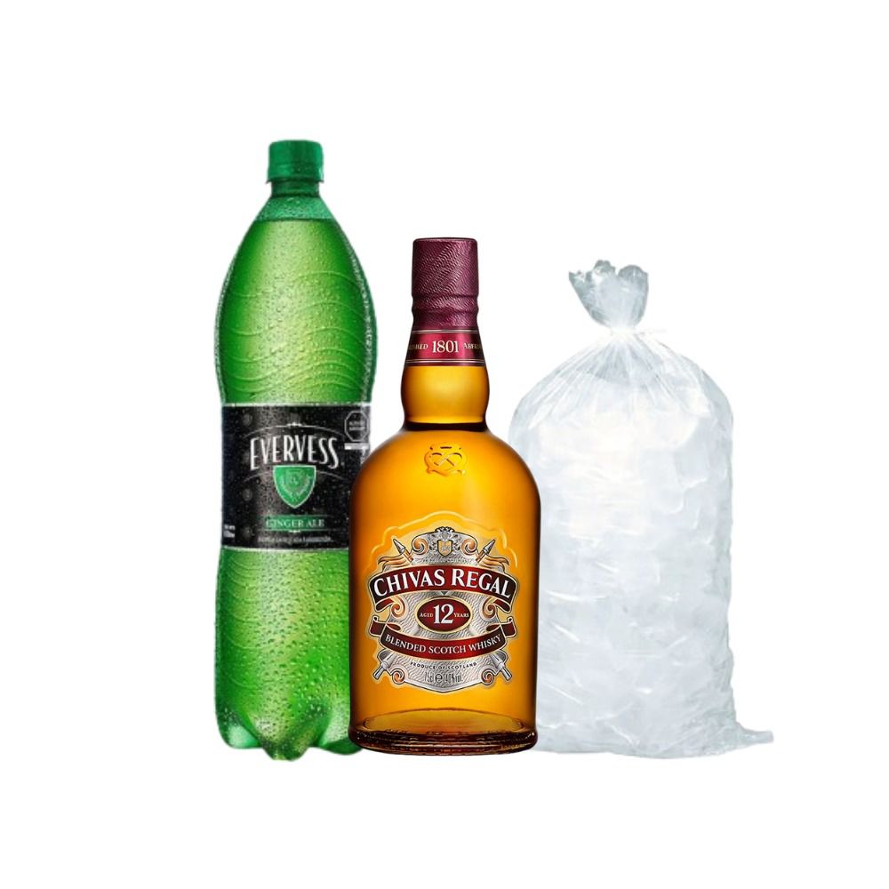 Chivas Regal 12 años Botella 750ml + Evervess Ginger 1.5 Lt + Hielo 1.5 Kg de Chivas Regal - Oferta especial