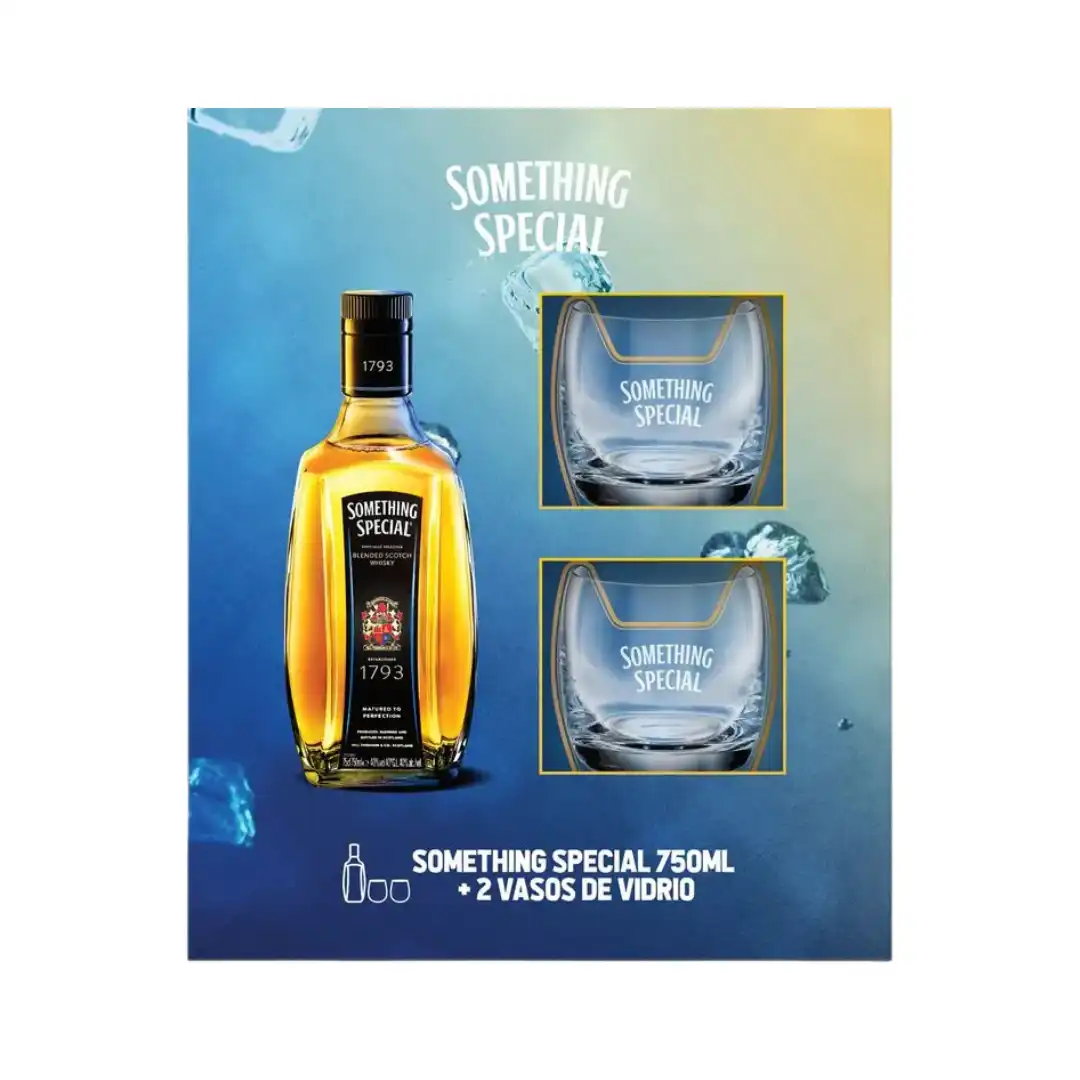 Whisky Something Special Botella 750ml + 2 vasos de Something Special - Oferta especial